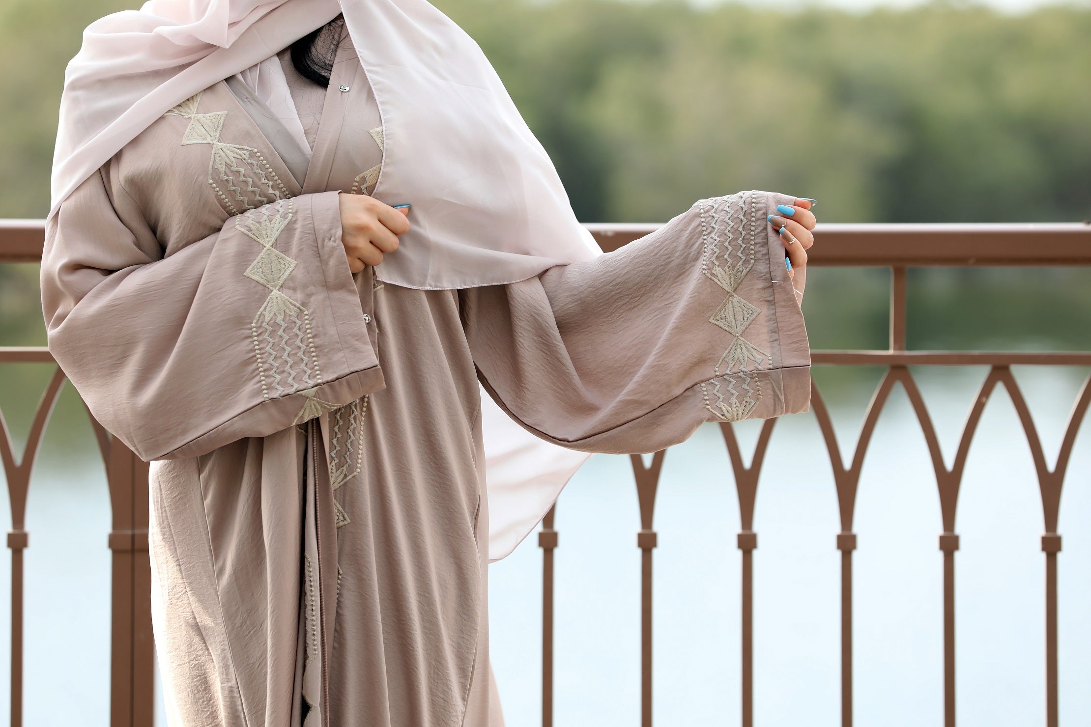 Beige colored abaya