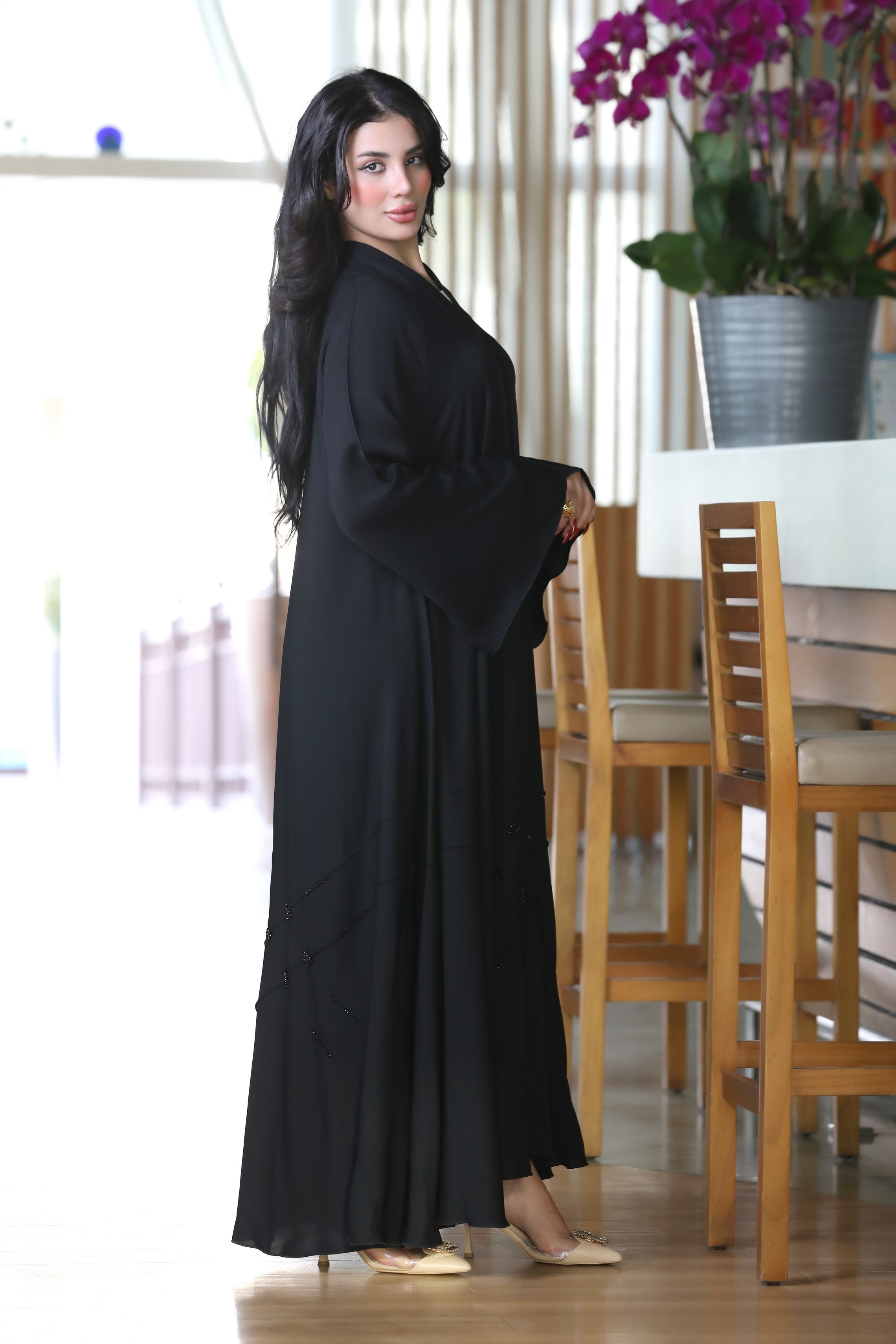 Cloche abaya with beads