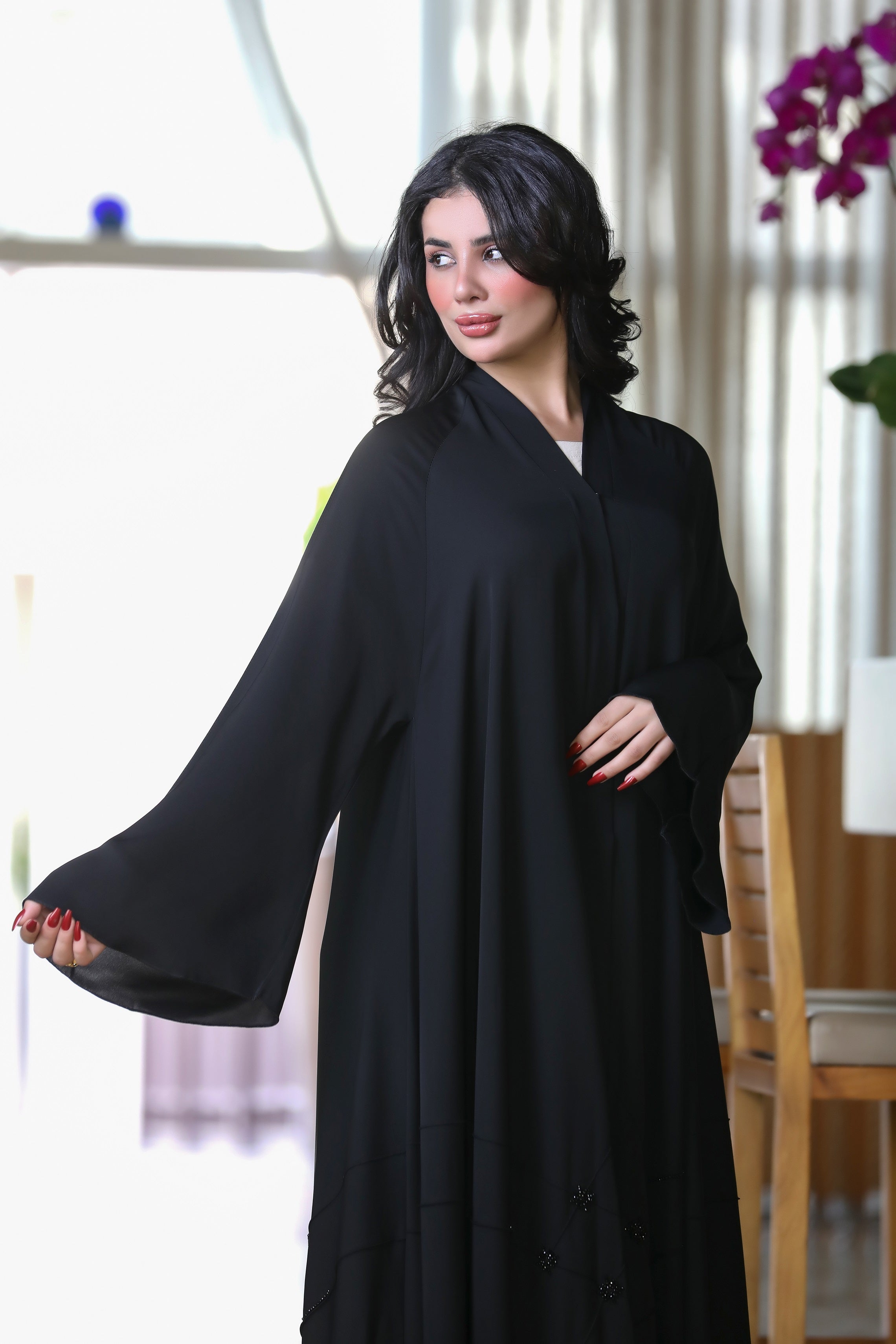 Cloche abaya with beads