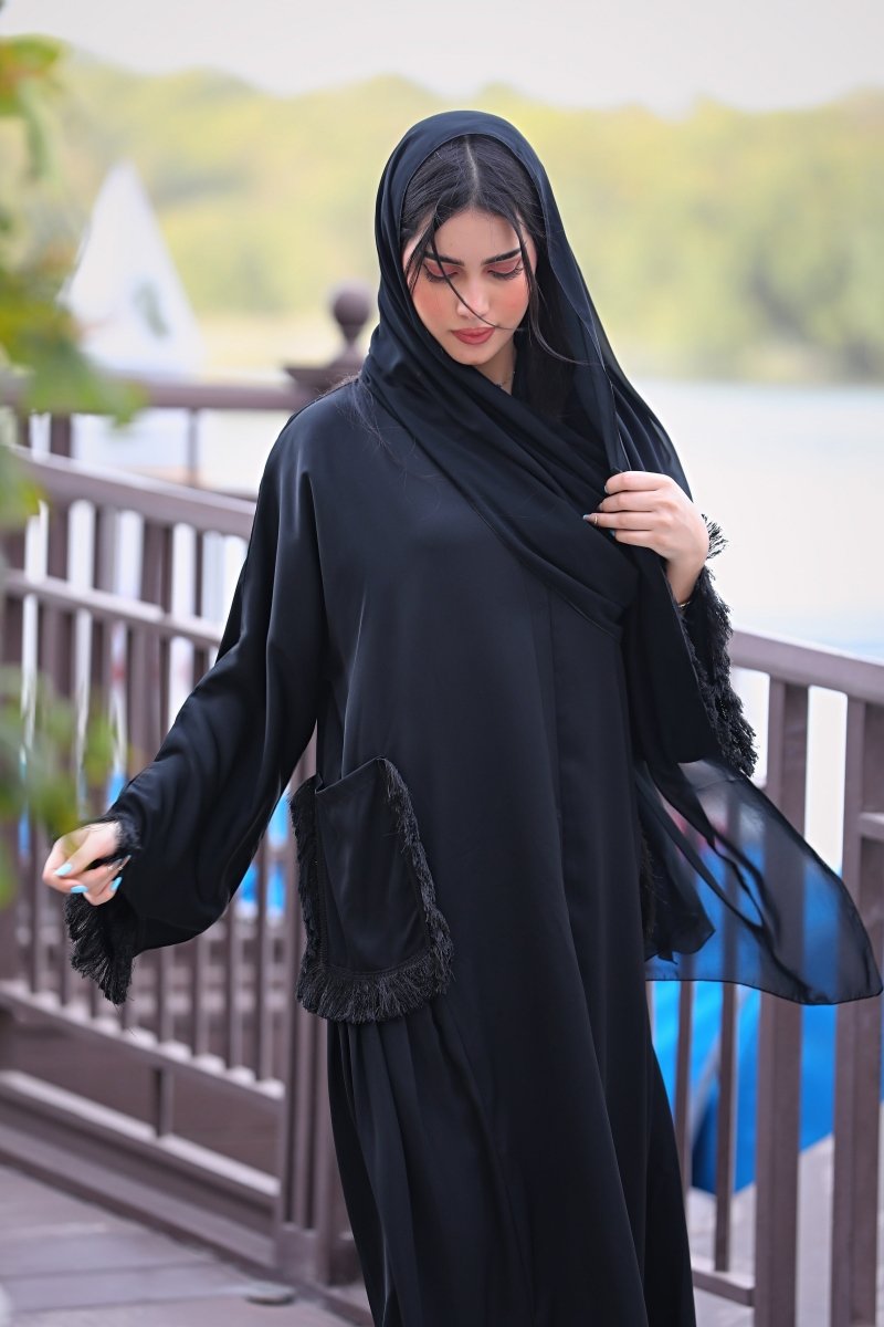 Abaya With Pockets - Abayat Qumasha Wa Naqsha