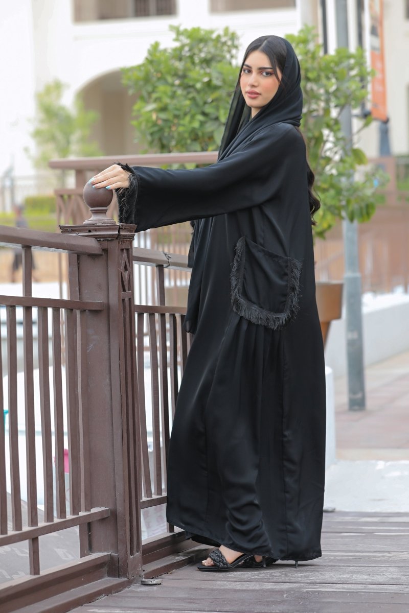 Abaya With Pockets - Abayat Qumasha Wa Naqsha