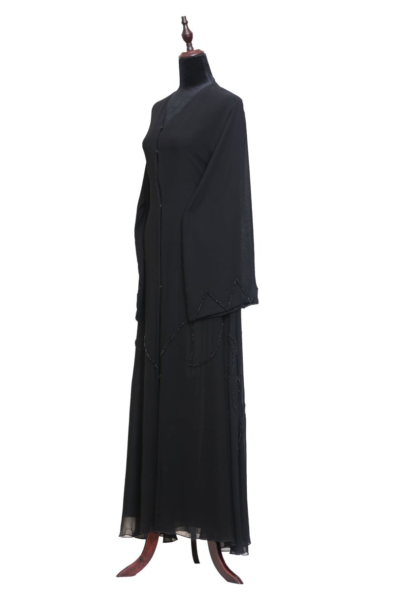 Double chiffon beaded abaya - Abayat Qumasha Wa Naqsha