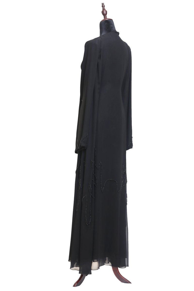 Double chiffon beaded abaya - Abayat Qumasha Wa Naqsha